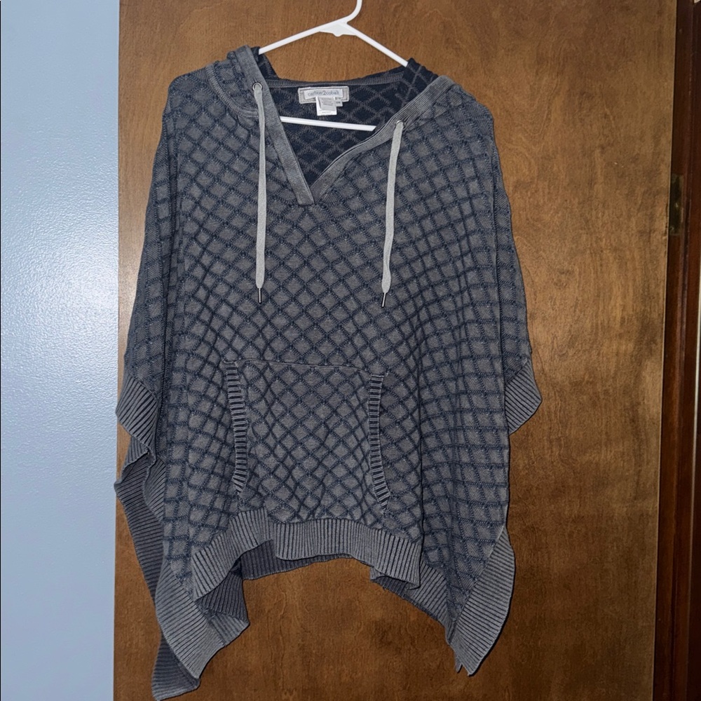 Carbon 2 Cobalt Women's Portico Hooded Poncho Gray/Blue Sz-S/M